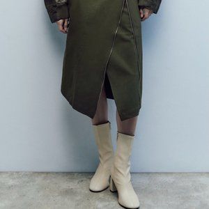 ZARA Women's Stretch Heeled Ankle Boots(White , US 8/EUR 39)